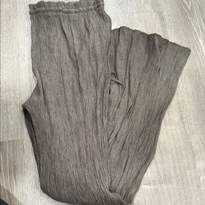 ZARA Gray Pleated Wide-Leg Stretch Pants with Pockets & Drawstring